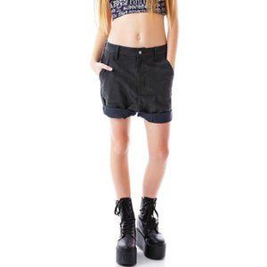 UNIF Black Garcon Faux Vegan Leather Boyfriend Shorts XS